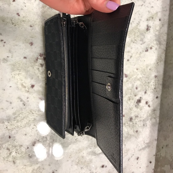 Black Gucci GG Canvas & Leather Wallet w/Chain - Picture 6 of 8
